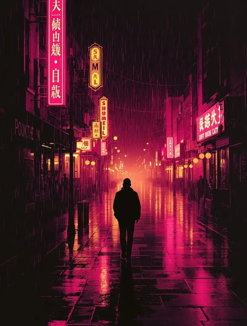 短剧《小城夜雨：失踪的第七个人》悬疑题材封面海报